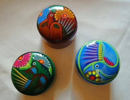 Hand-painted Ceramic Round Box  @3.5-2.5in
