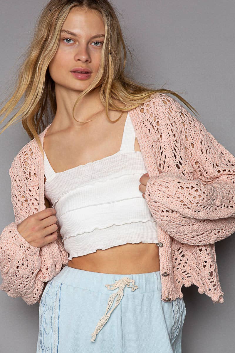 Oversize v-ncek long sleeve cropped cardigan sweater