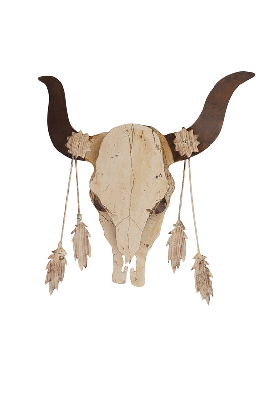 Longhorn Metal Skull-Rustic-Western-Wall-24x26 inches-NEW