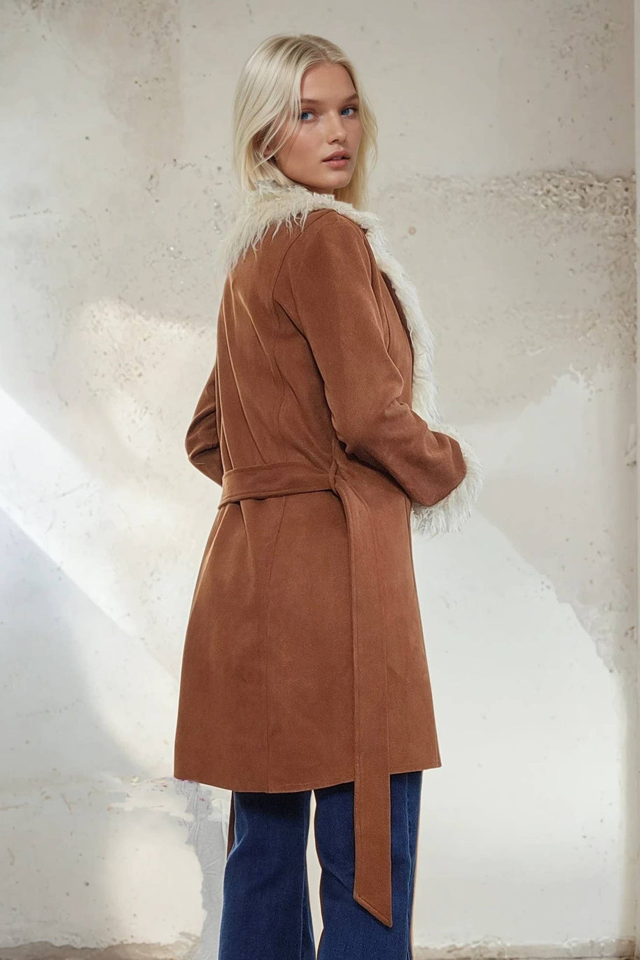 Penny Lane Faux Suede Fur Coat