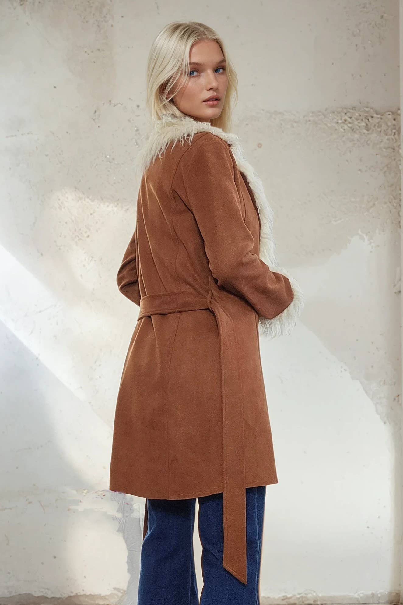 Penny Lane Faux Suede Fur Coat