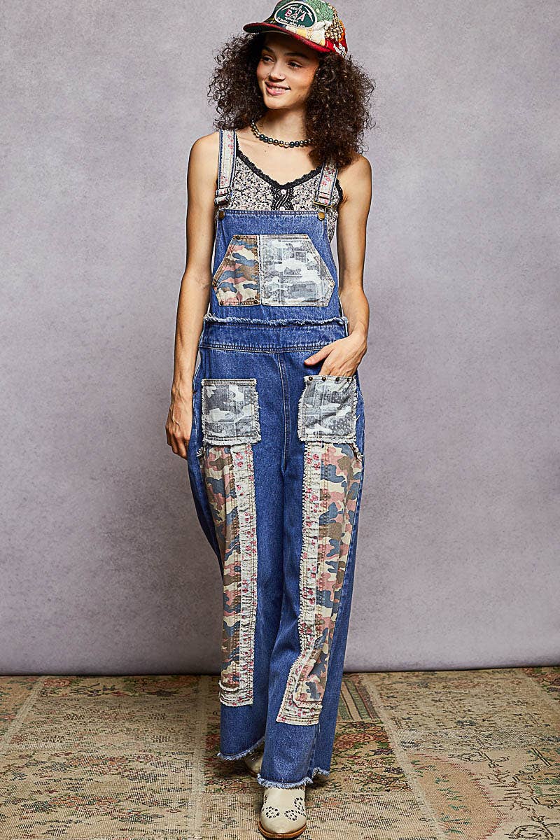Patchwork & Studs Overalls