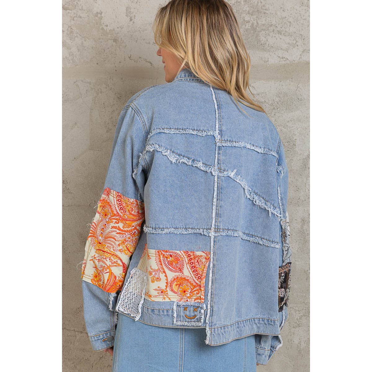 Patch Button Down Denim Jacket