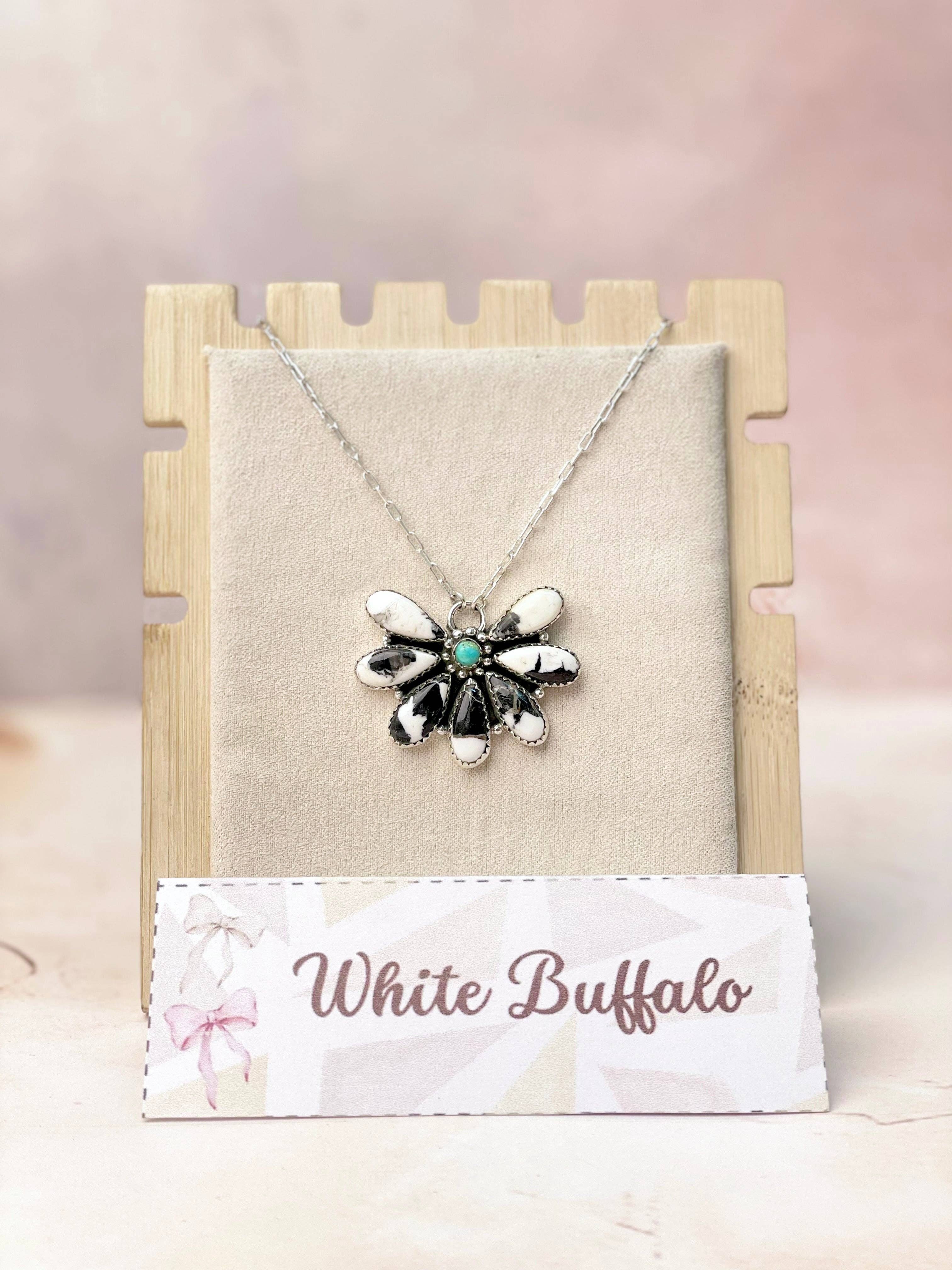 White Buffalo Blooming Chain Pendant