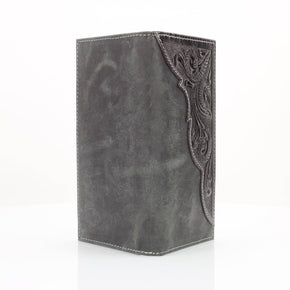 Oil Pull Up Tooled Leather Accent Rodeo Wallet
