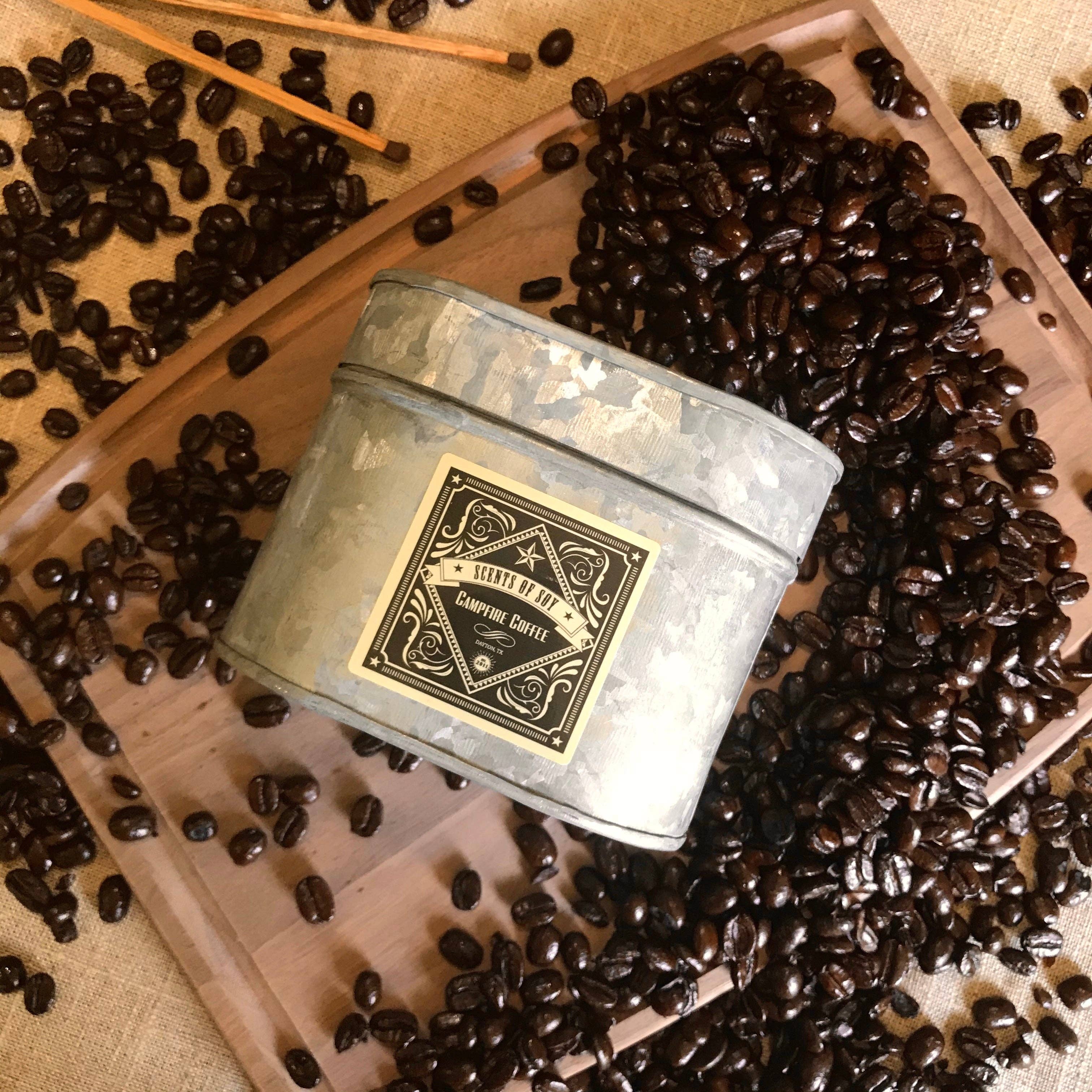 Campfire Coffee Galvanized Oval Tin Soy Candle