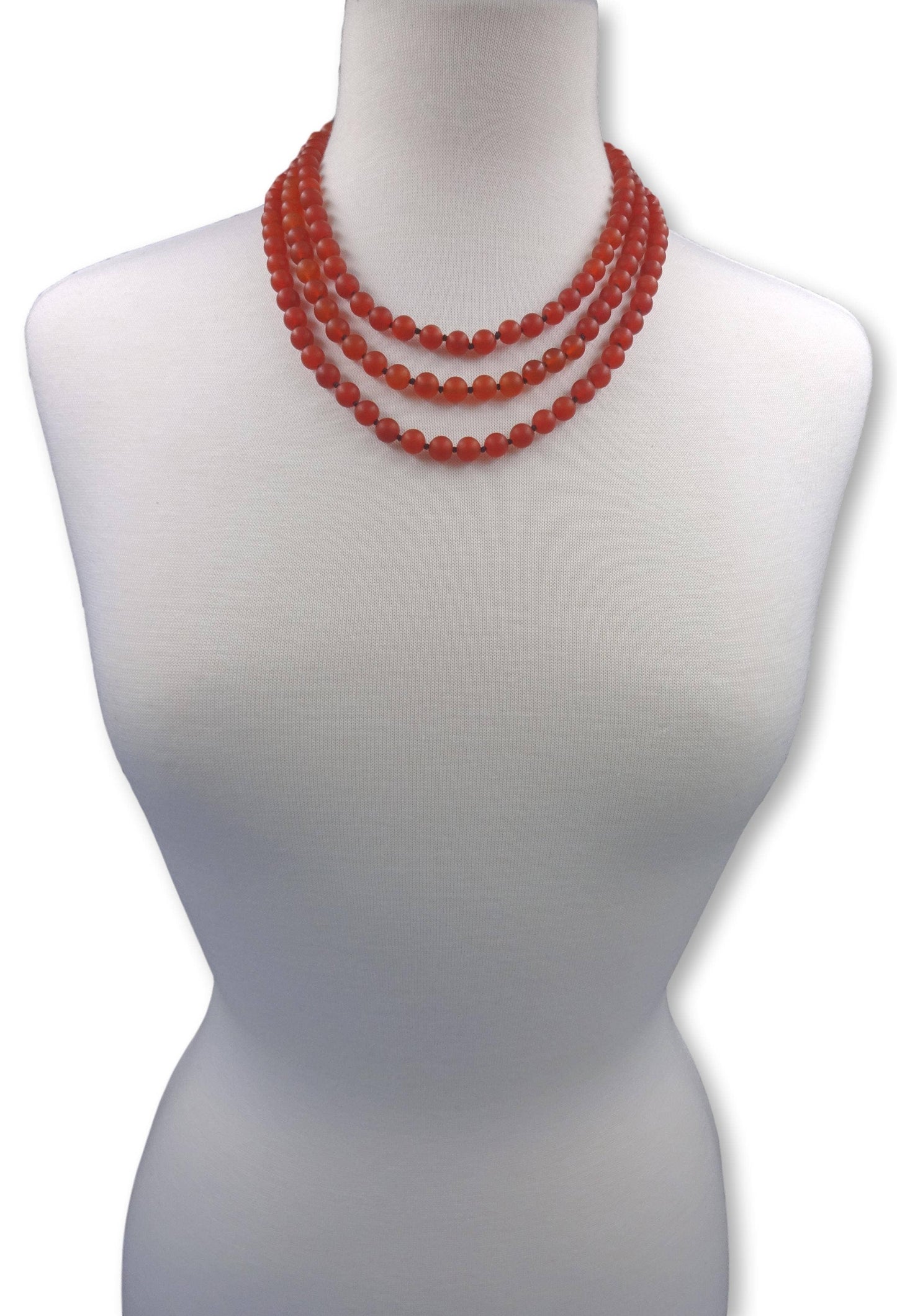 60" 8MM Matte Carnelian Infinity Necklace