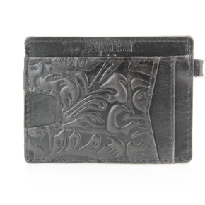 Small ID Wristlet Floral Filigree Leather