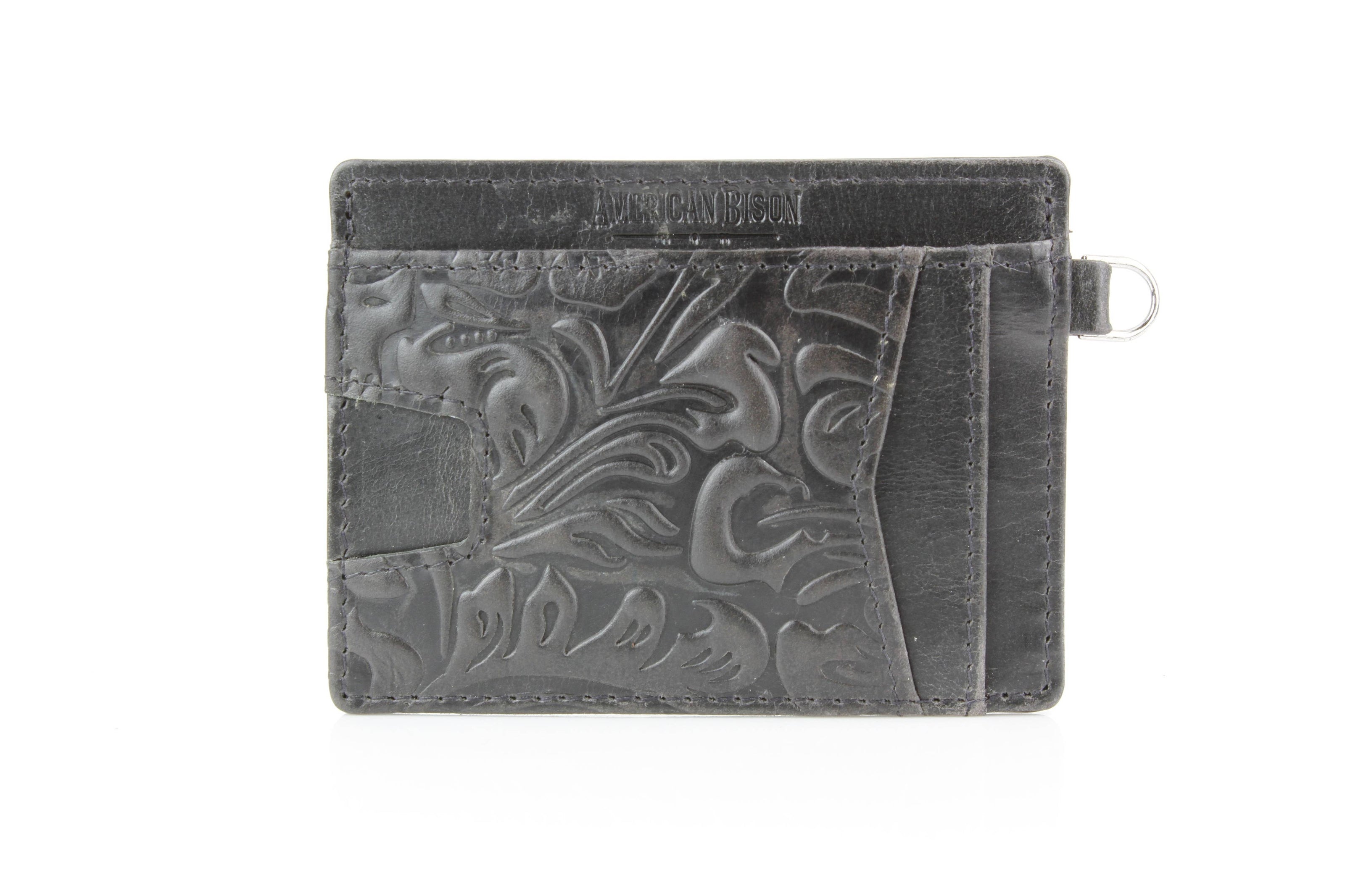 Small ID Wristlet Floral Filigree Leather