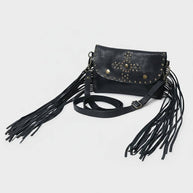 Spaghetti Western Leather & Fringe Envelope Purse, Black