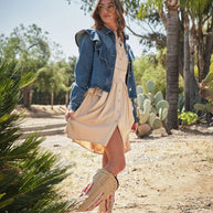 Diagonal Ruffled Denim Jacket