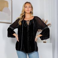 Velvet Patchwork Peasant Top