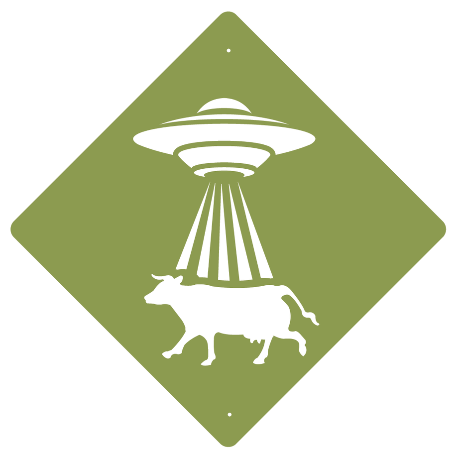 RUSTIC METAL UFO COW SIGN