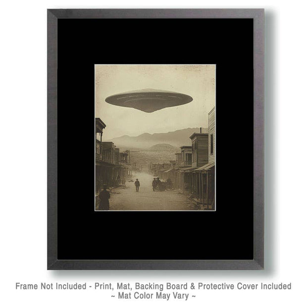 Flying Saucer Over Old West Town