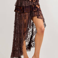 Burnout Velvet Tiered Skirt