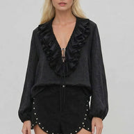 Black Heavyweight Faux Suede Studded Shorts