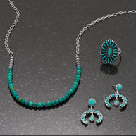 Handmade Oval Turquoise Flower Ring