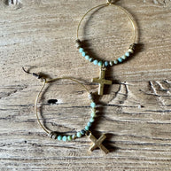 Turquoise Cross Hoop Earring