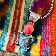 Handcrafted Sterling Silver, Spiny & Turquoise Pendant