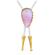 Gemstone Bolo Tie - Pink Opal (Gold)
