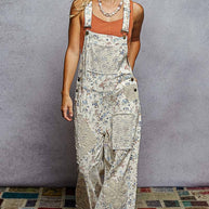 Crochet contrast patch overalls