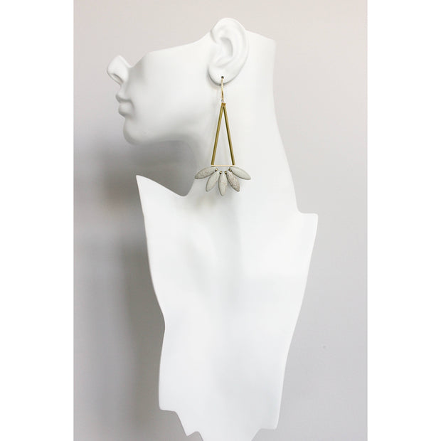 Gray Lotus Dangle Earrings