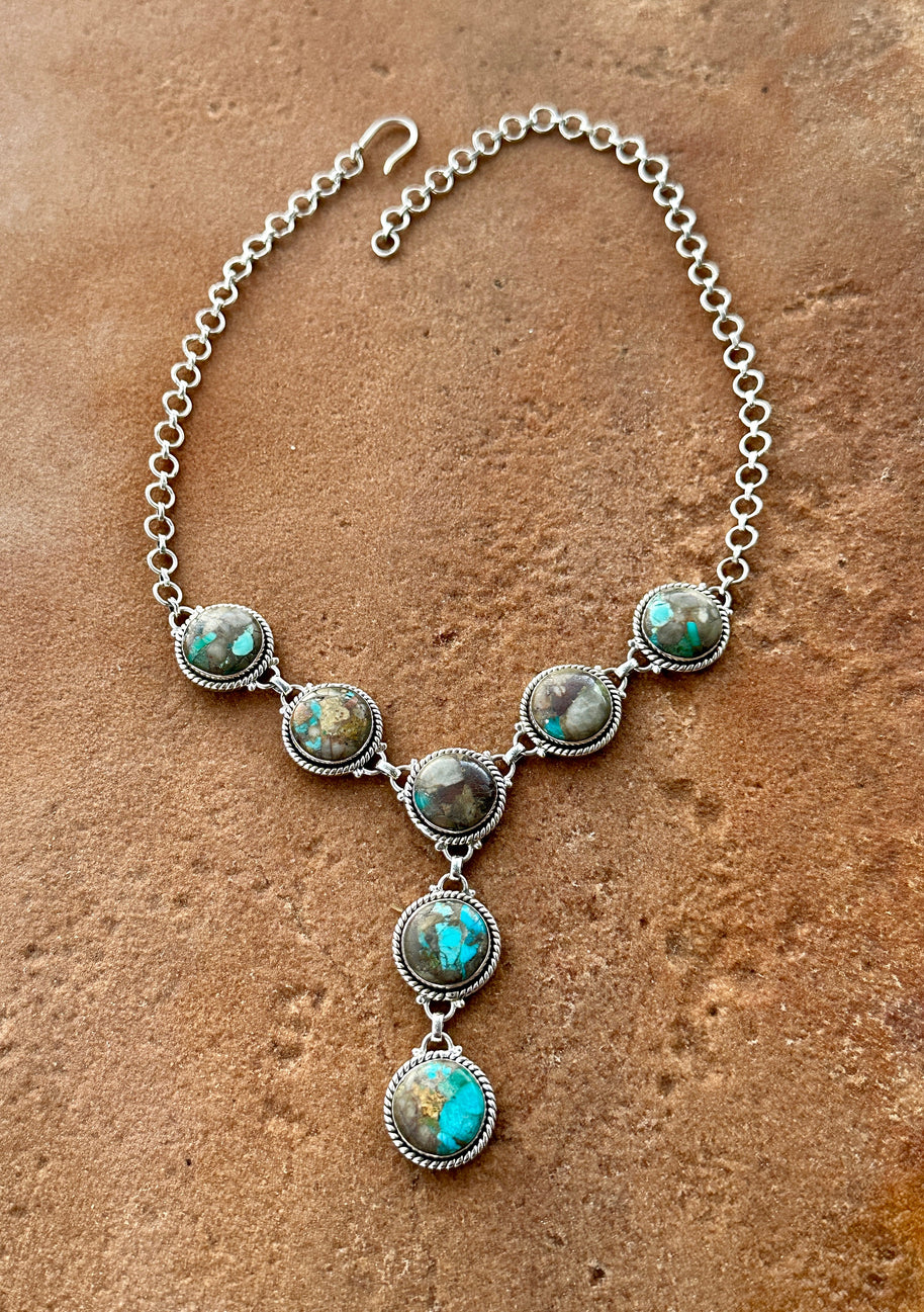 Handmade Royston Ribbon Turquoise & Sterling Silver Necklace