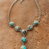 Handmade Royston Ribbon Turquoise & Sterling Silver Necklace