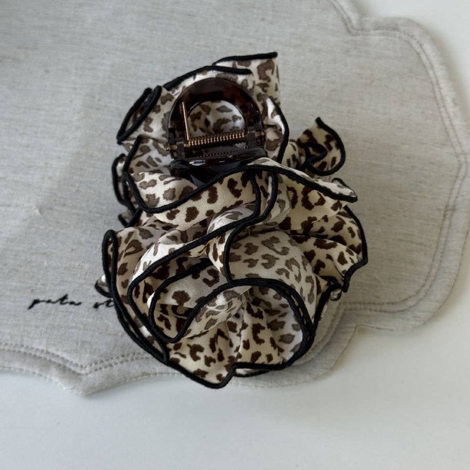Leopard Bow Flower Claw Clip