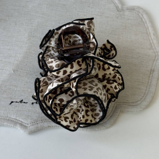 Leopard Bow Flower Claw Clip