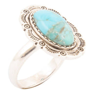 Bronco Blue Turquoise Sterling Silver Concho Ring