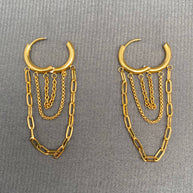 Chain Fringe 18K GP S.Steel Huggie Earrings