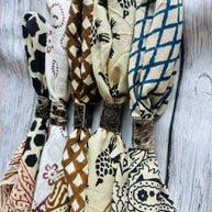Boho Bandanas With Cowhide Leather Slides