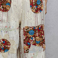 Floral Patchwork Woven Overalls