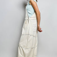 Lace Trim Adjustable Strap Overalls