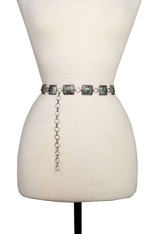 Etched Rectangular Concho Belt
