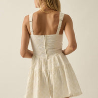 Rita Romper: Floral-Embroidered Corset Romper