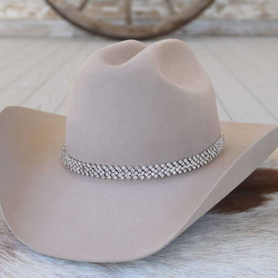 Silver Rhinestone Bling Hat Band - Harlow