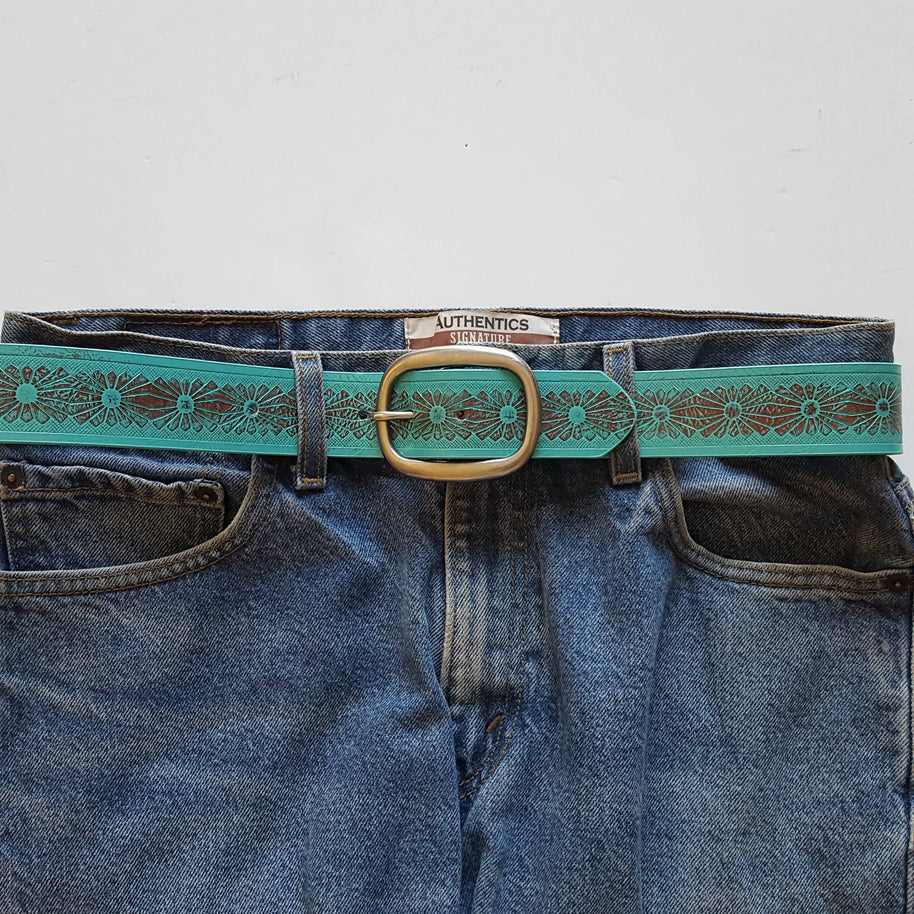 Western Hand Painted Floral Tooled Belt