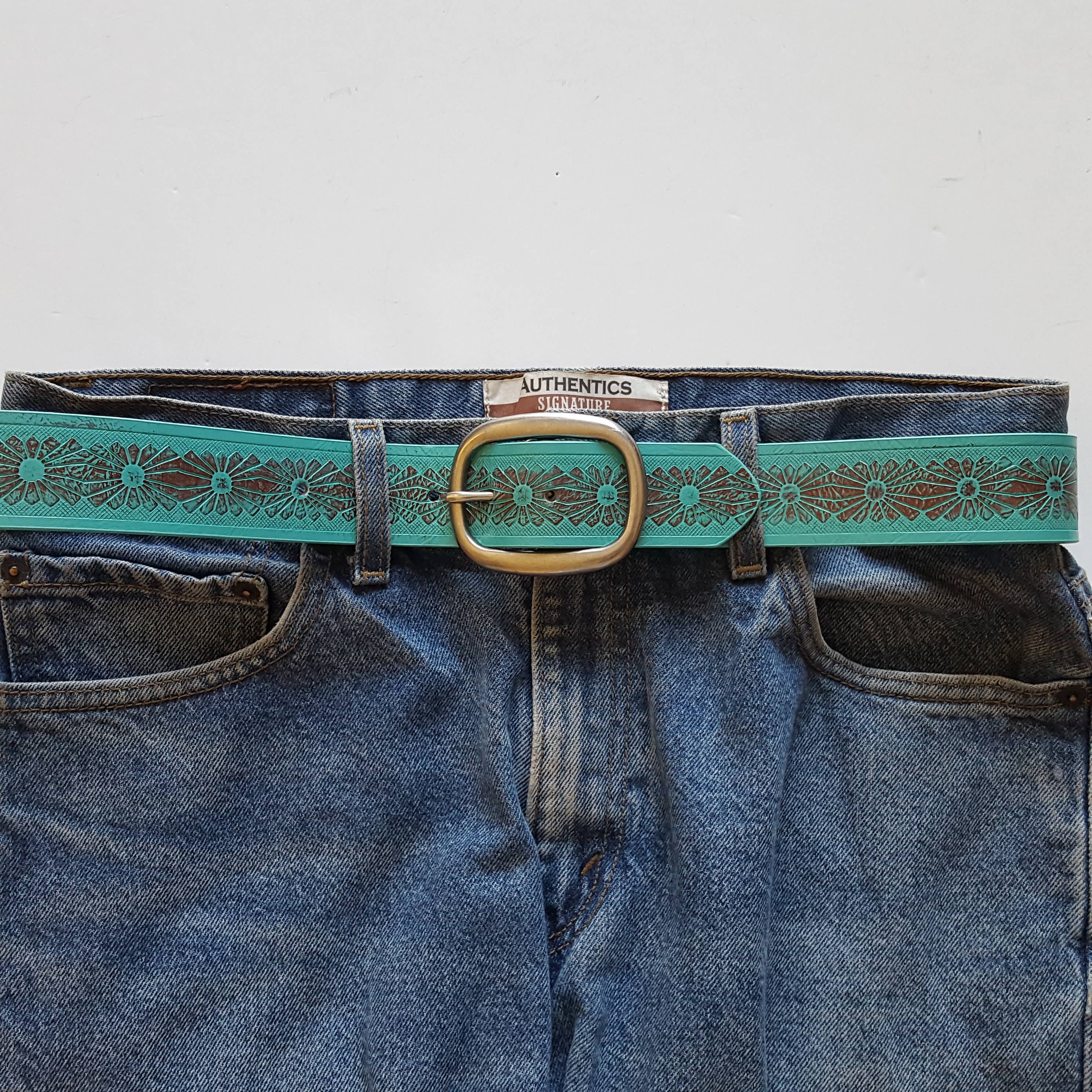 Western Hand Painted Floral Tooled Belt