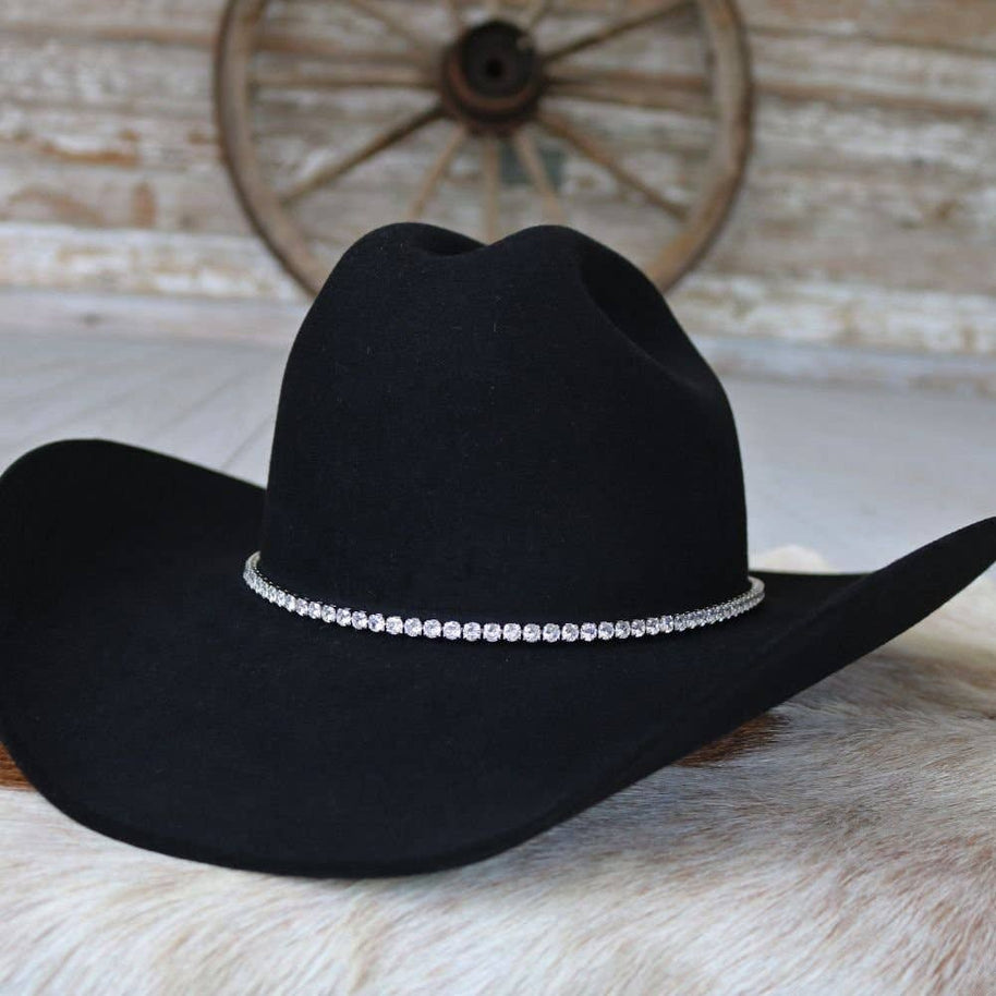 Tennis Chain Rhinestone Rhodium Hat Band - The Jolene