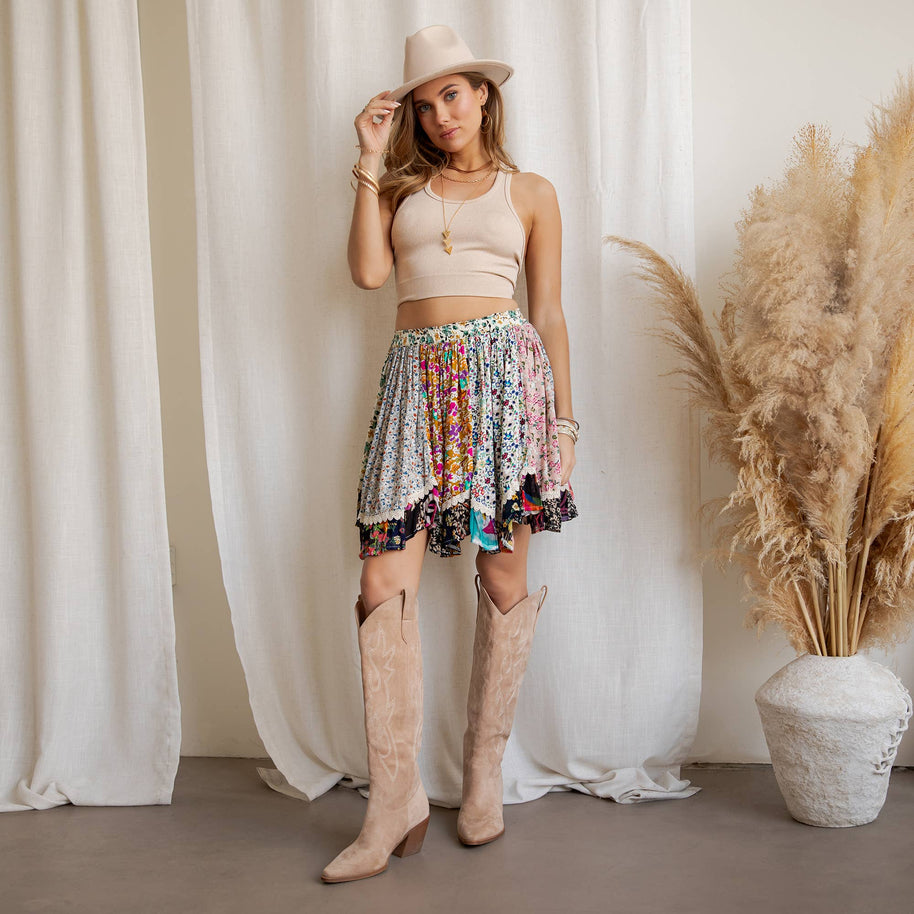 Desert Dream Festival Skirt Gathered Lace Mini