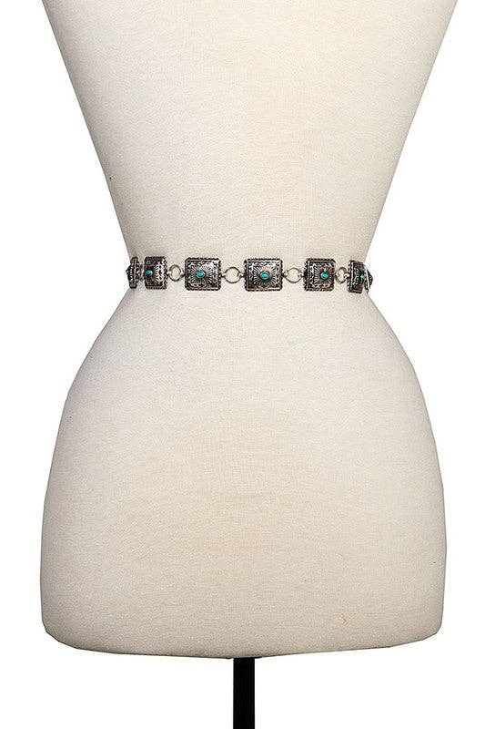 Etched Rectangular Concho Belt