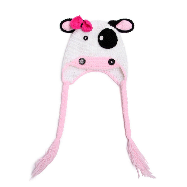 Baby Pink Cow Knit Hat