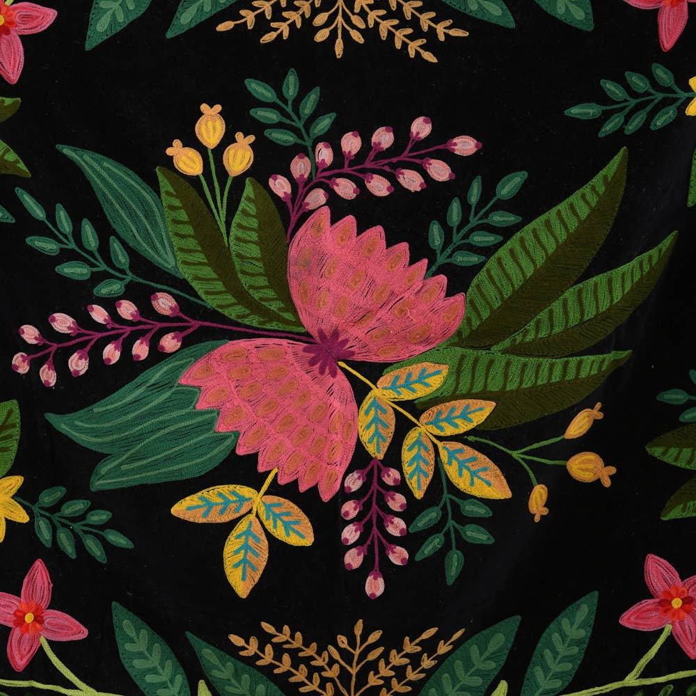Black Velvet Precious Threads Floral Throw, 50X60
