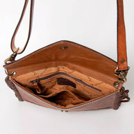 Embossed Leather & Fringe Purse