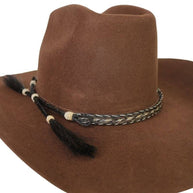 Horsehair Braided 5 Strand Double Tassel Hat Band - Stripe