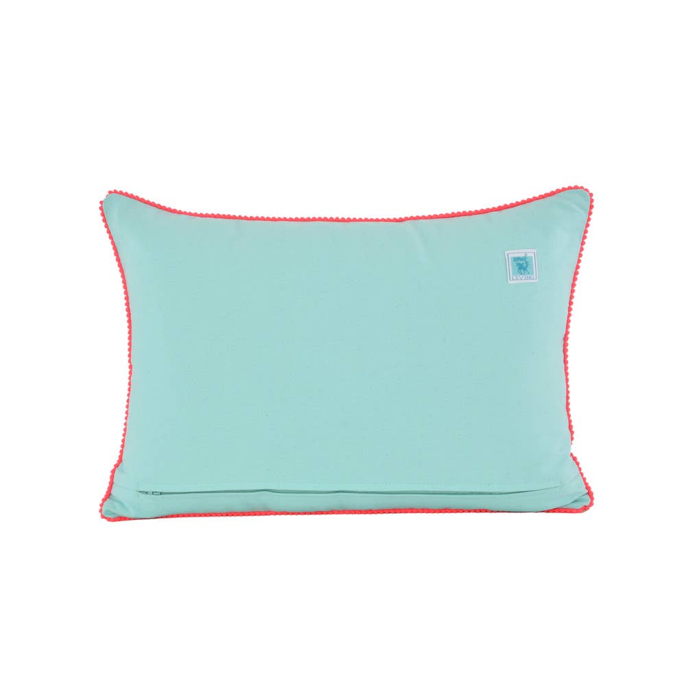 Aqua Velvet Embroidered Pillow, 24
