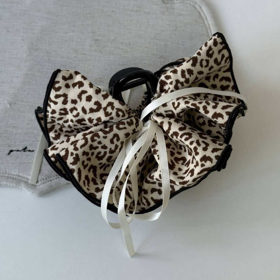 Leopard Bow Flower Claw Clip