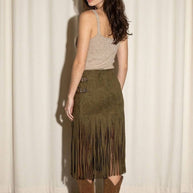 Black Fringe Buckle Skirt